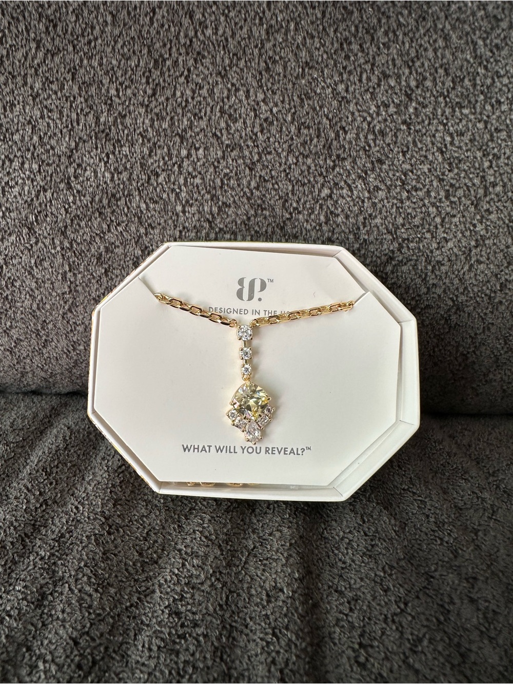 Bomb Party Lab Created Citrine Necklace with Gold plating